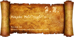 Hayde Mátyás névjegykártya